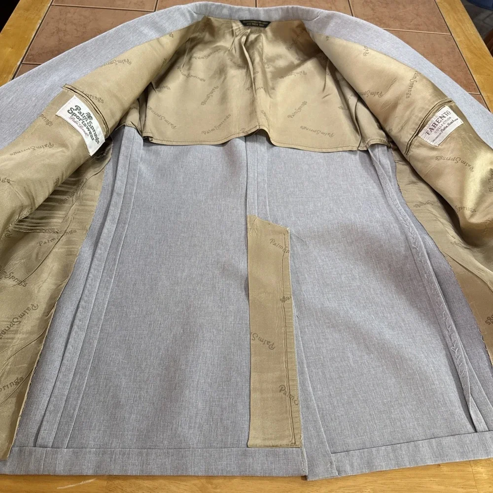 VTG Palm Springs by Palm Beach 2 Pc Gray Suit Jacket 40R Pants 34 x 31 Union USA